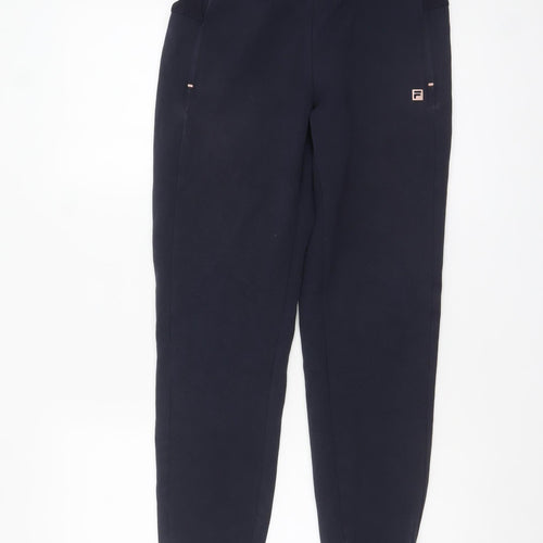 Fila Women's Black Jogger Trousers L Elastic Waist Fleece Sportswear