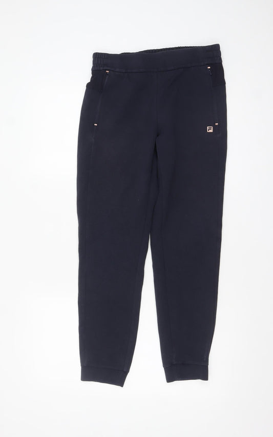 Fila Women's Black Jogger Trousers L Elastic Waist Fleece Sportswear