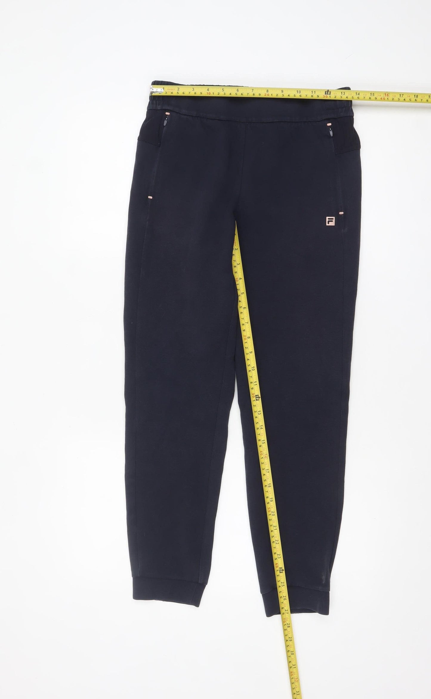 Fila Women's Black Jogger Trousers L Elastic Waist Fleece Sportswear