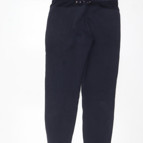 Fila Women's Black Jogger Trousers L Elastic Waist Fleece Sportswear