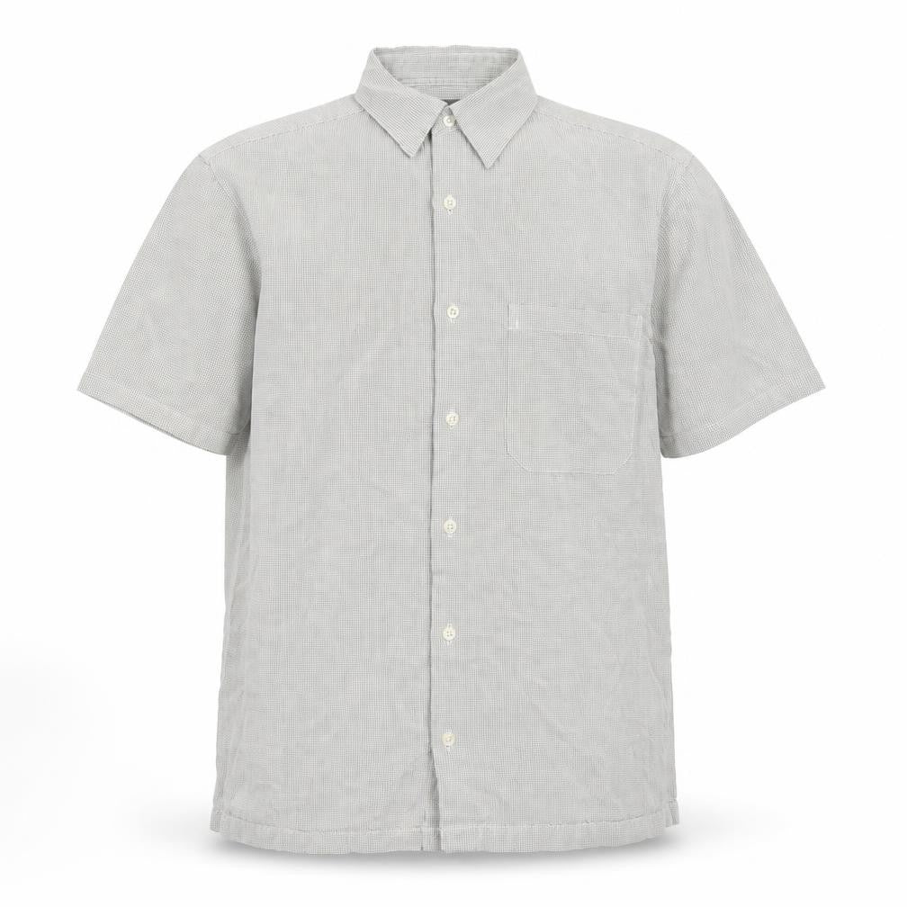 Front view of Marks & Spencer Men's Grey Check Short Sleeve Cotton Shirt, size S