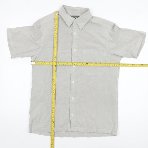 Marks and Spencer Men's Grey Check Short Sleeve Cotton Shirt Size S