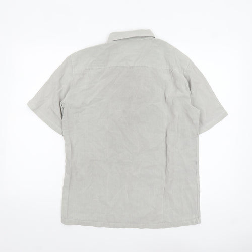Marks and Spencer Men's Grey Check Short Sleeve Cotton Shirt Size S