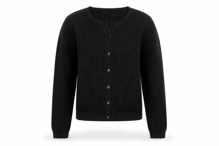 Nutmeg Girls Black Cardigan 10-11 Years Cotton Blend Button Jumper