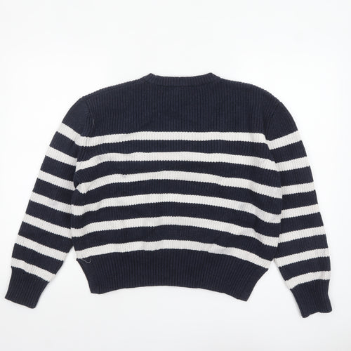 Finery Women Blue Striped Cotton Knit Jumper UK 10