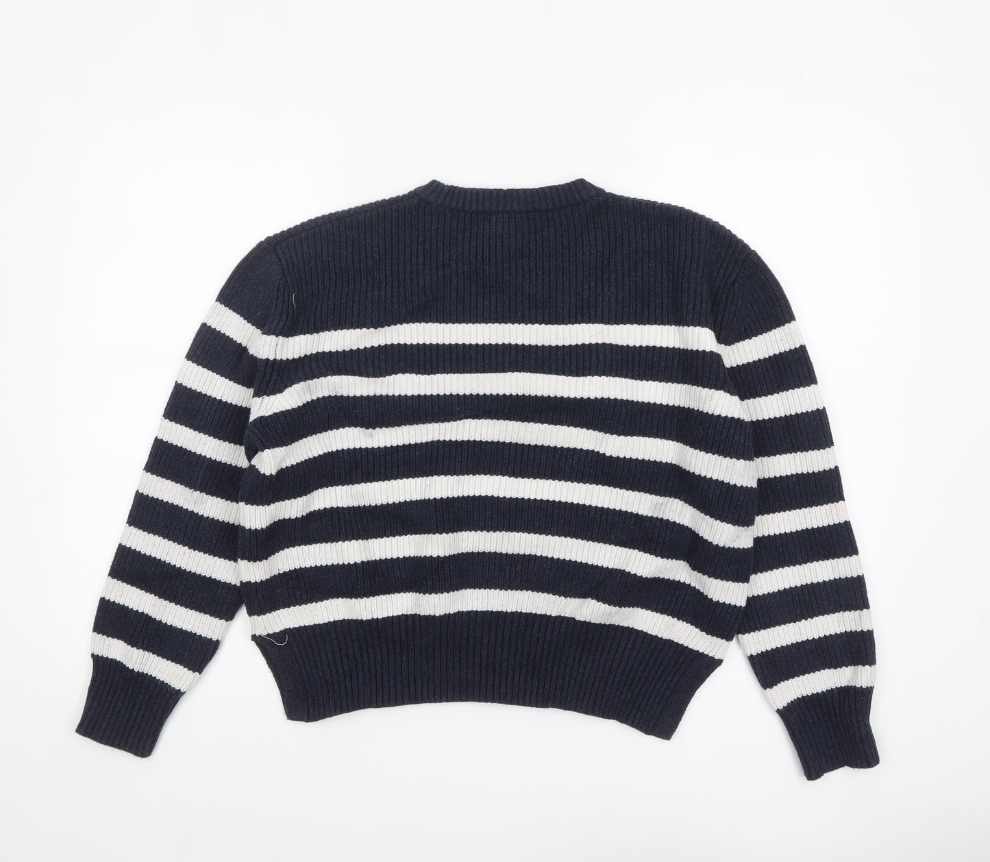Finery Women Blue Striped Cotton Knit Jumper UK 10