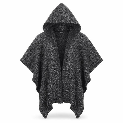 Atmosphere Women Grey Hooded Chunky Knit Cape Jumper Size S