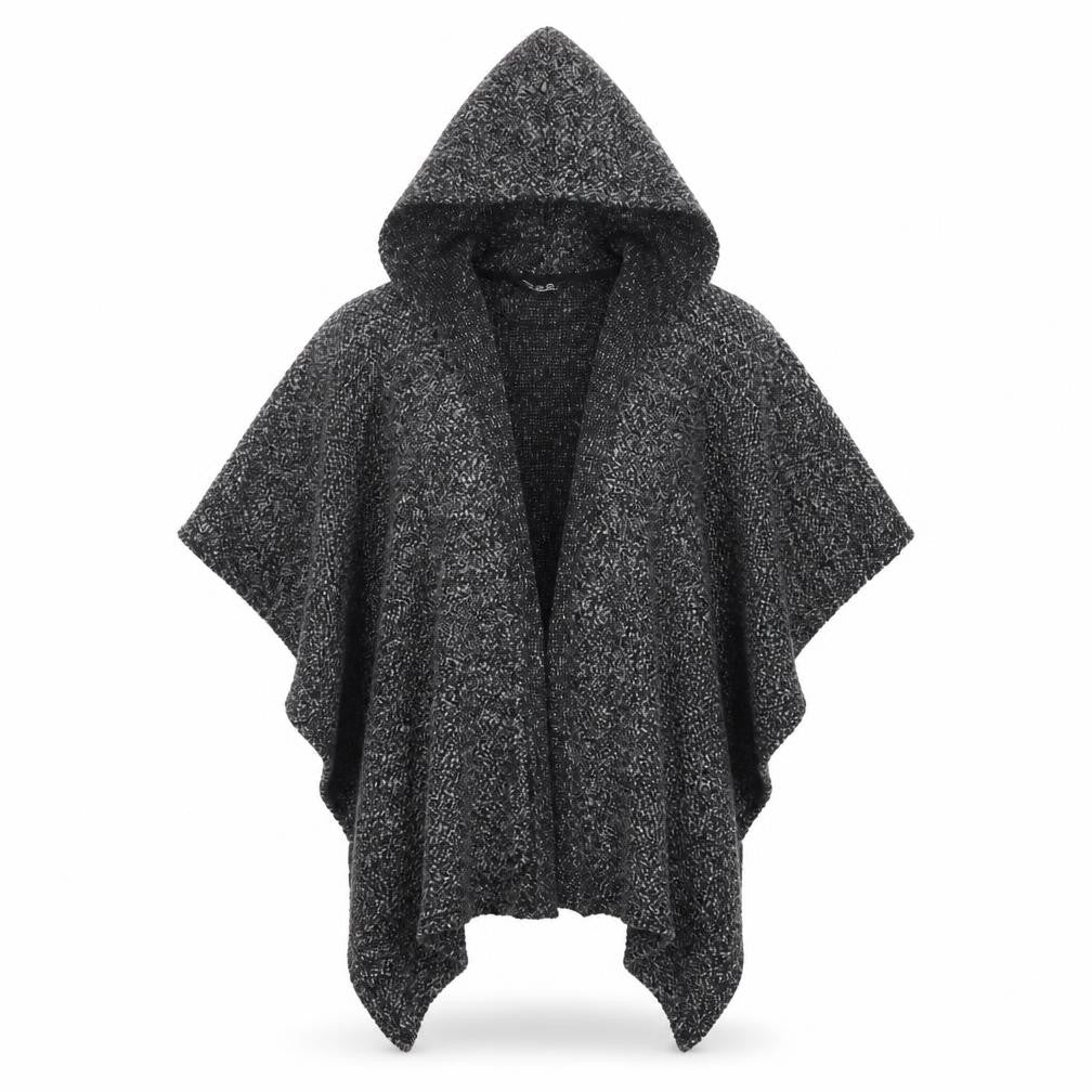 Atmosphere Women Grey Hooded Chunky Knit Cape Jumper Size S