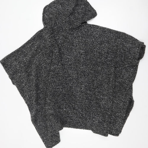 Atmosphere Women Grey Hooded Chunky Knit Cape Jumper Size S
