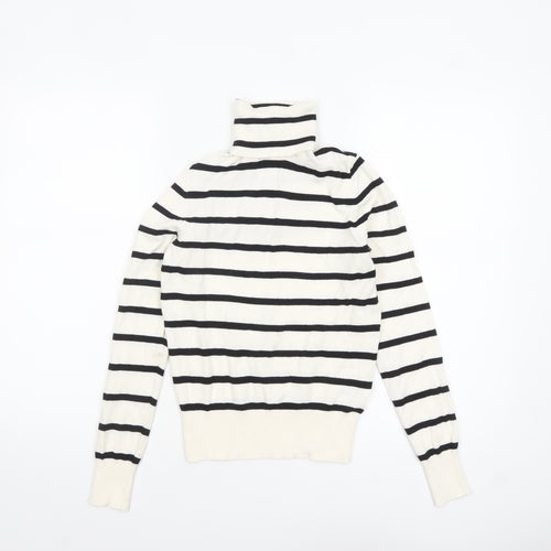 H&M Women's White Black Striped Roll Neck XS Pullover Jumper