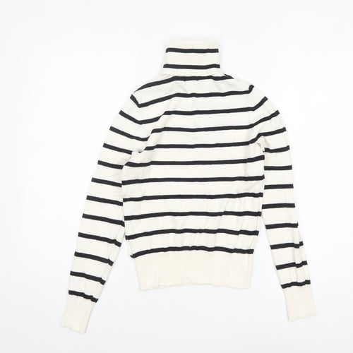 H&M Women's White Black Striped Roll Neck XS Pullover Jumper