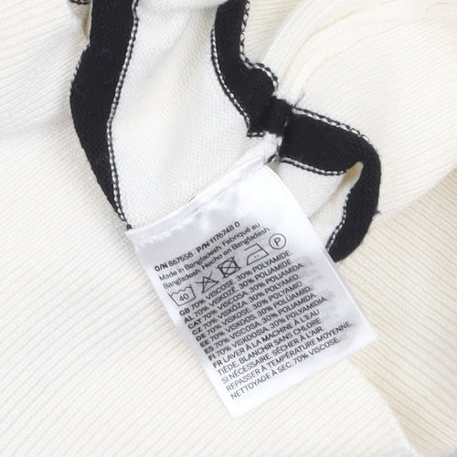 H&M Women's White Black Striped Roll Neck XS Pullover Jumper