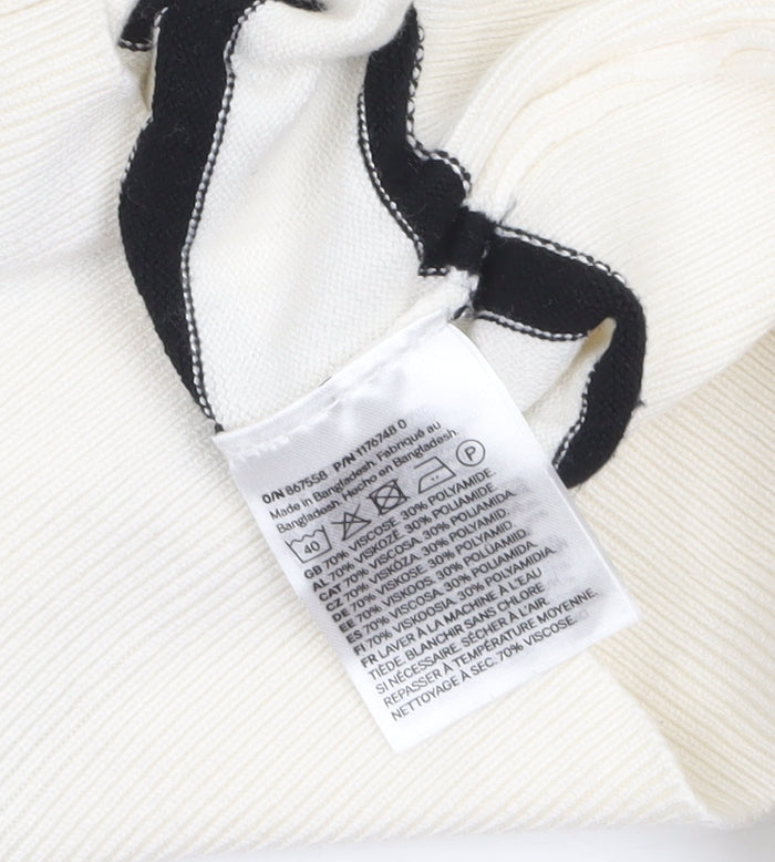 H&M Women's White Black Striped Roll Neck XS Pullover Jumper