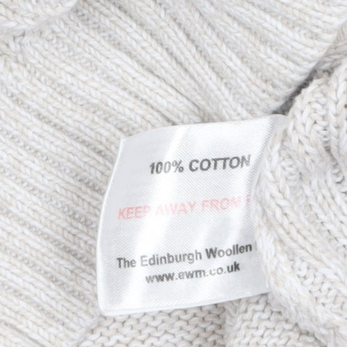 Isle Essentials Women's Beige Cotton Full Zip Cable Knit Jumper Size M 14-16