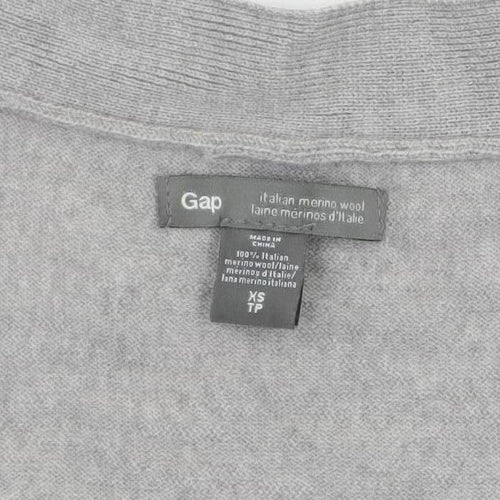 Gap Women Grey XS Cardigan 100% Merino Wool Long Sleeve Knit