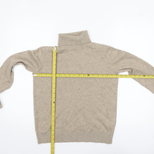 Marks and Spencer Women Beige Roll Neck Jumper XS Wool Blend