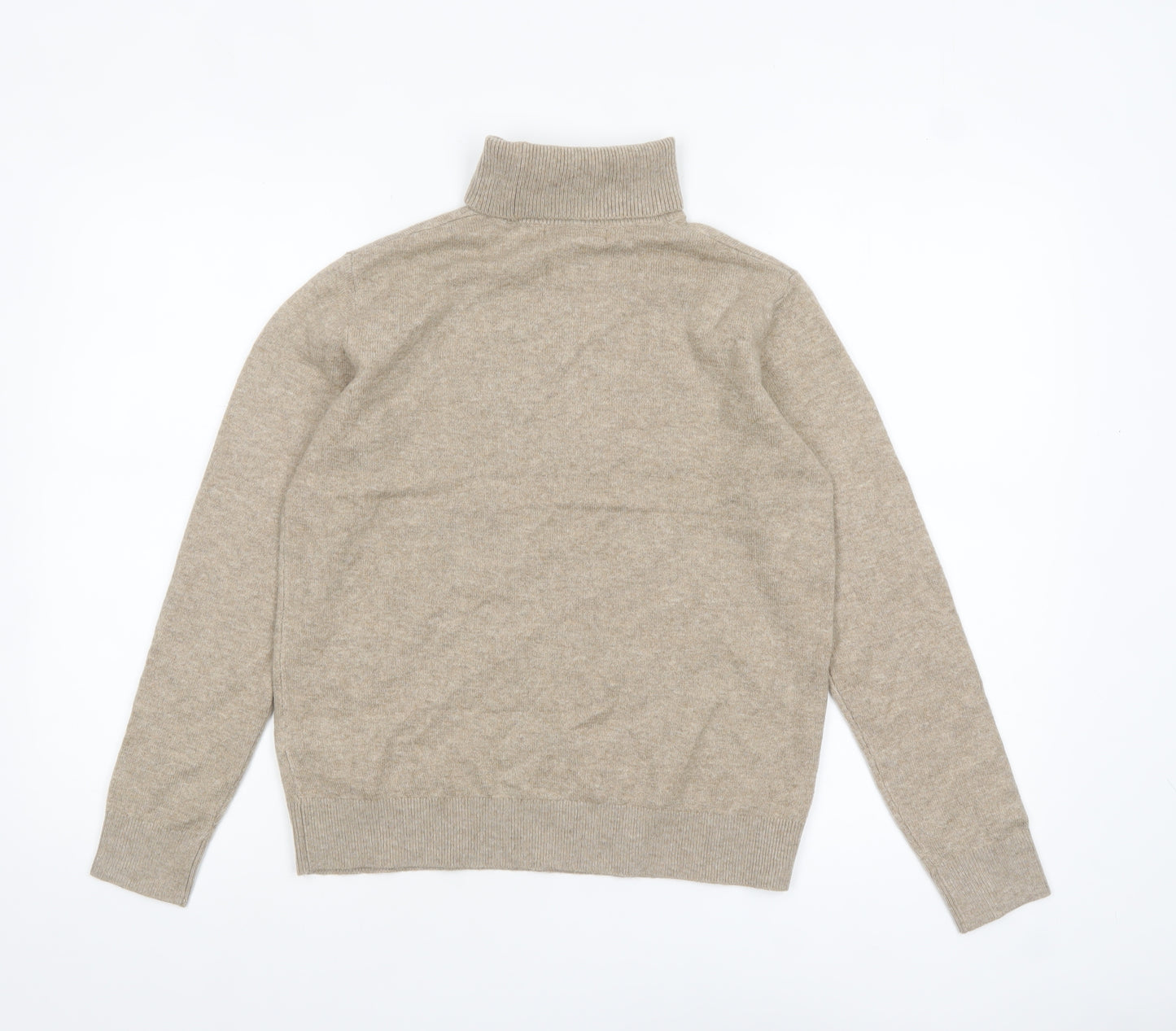 Marks and Spencer Women Beige Roll Neck Jumper XS Wool Blend