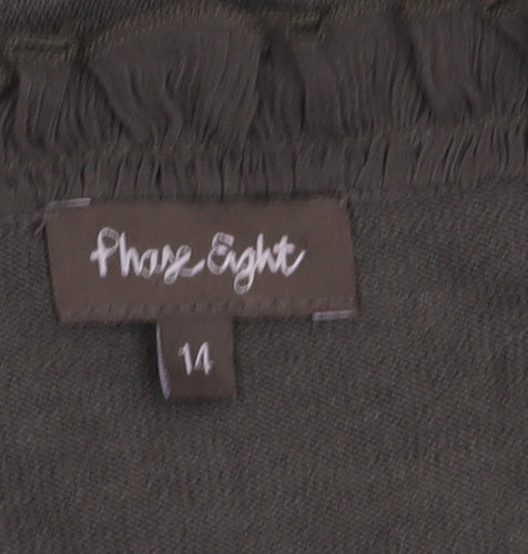 Phase Eight Women Brown Silk Cotton Ruffle Cardigan Size 14