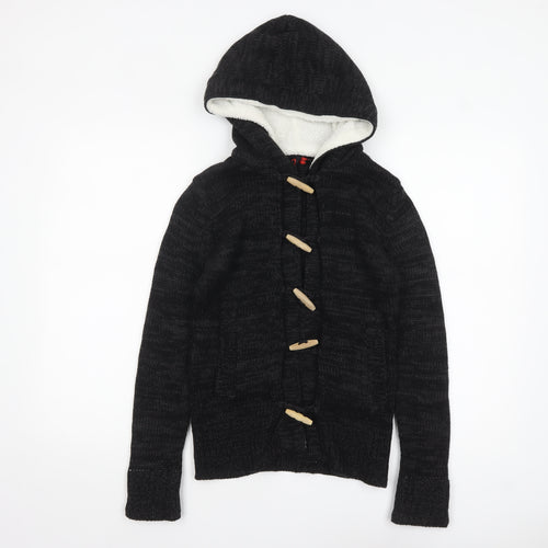 Yoki Women’s Black Hooded Knit Cardigan S Long Sleeve Toggle