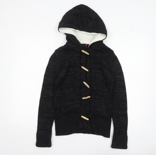 Yoki Women’s Black Hooded Knit Cardigan S Long Sleeve Toggle