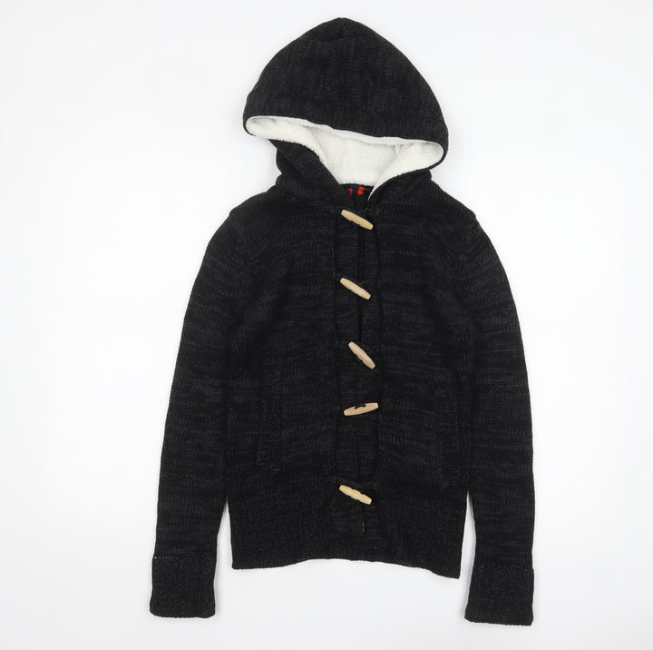 Yoki Women’s Black Hooded Knit Cardigan S Long Sleeve Toggle