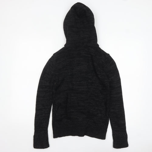 Yoki Women’s Black Hooded Knit Cardigan S Long Sleeve Toggle