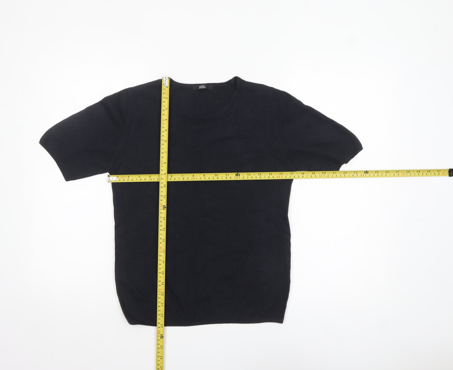 Marks and Spencer Women Blue Size 10 Short Sleeve Knit Jumper