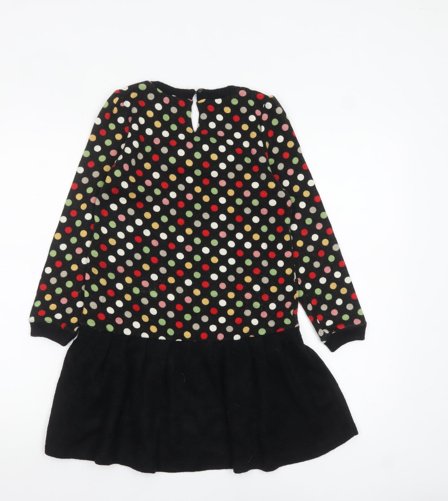 Yumi Girls Black Polka Dot Skater Dress 11-12 Years Long Sleeve