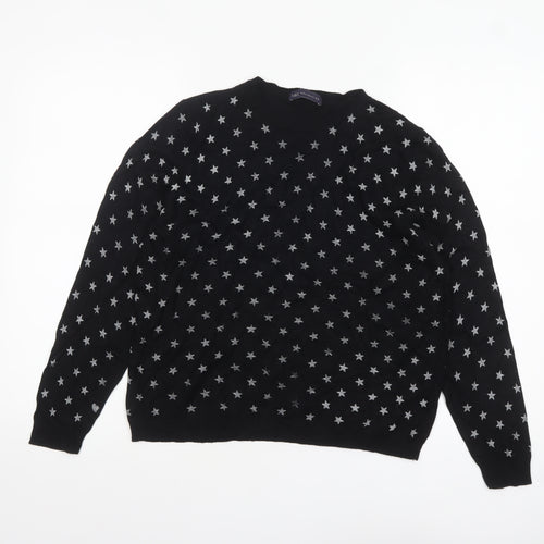 Marks and Spencer Womens Black Star Print Knit Jumper Size 10