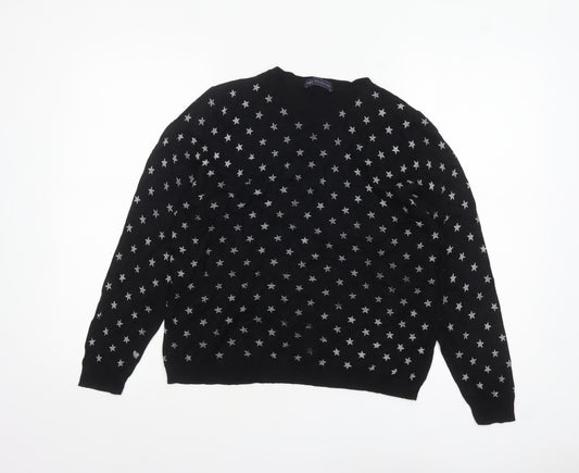Marks and Spencer Womens Black Star Print Knit Jumper Size 10