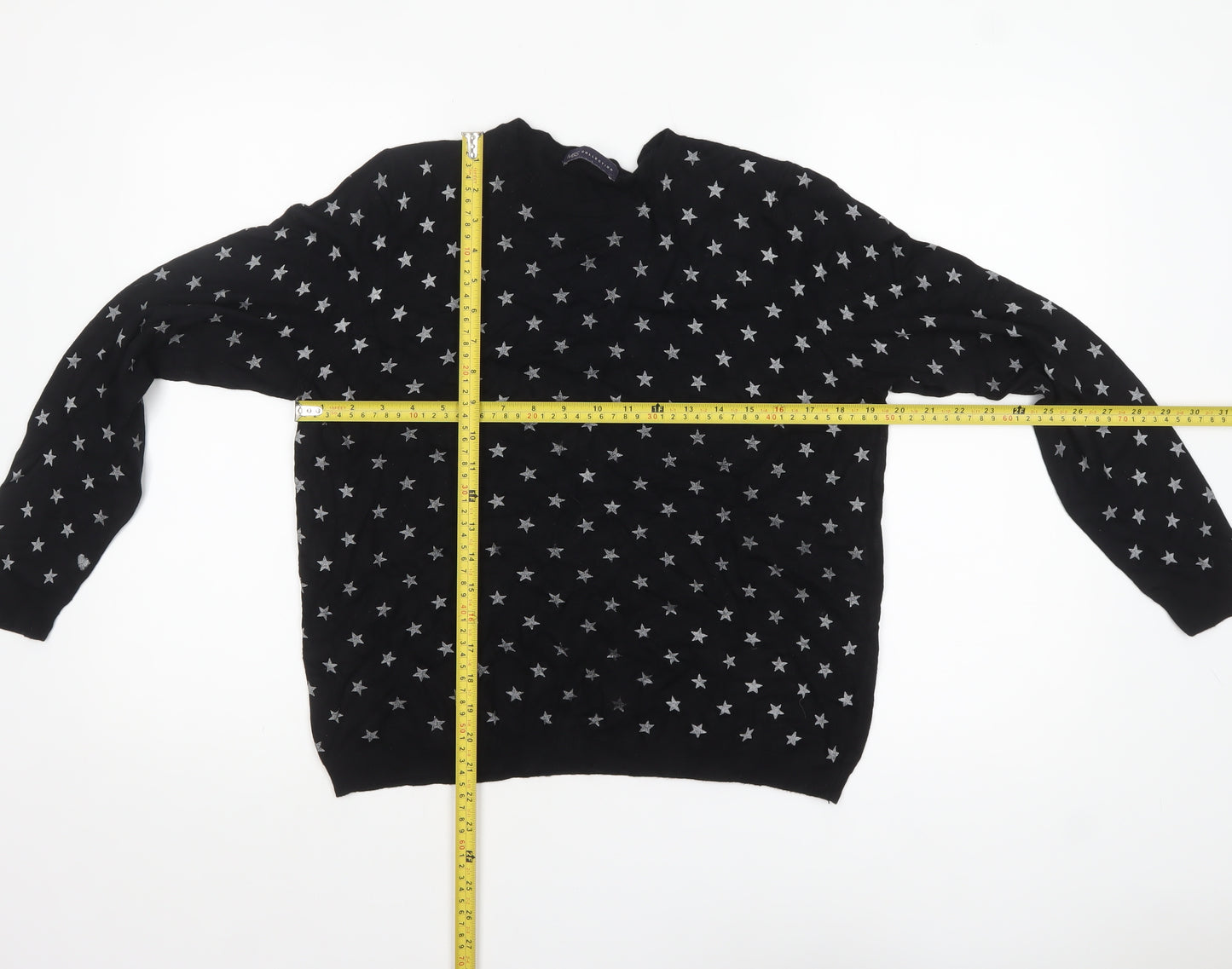 Marks and Spencer Womens Black Star Print Knit Jumper Size 10