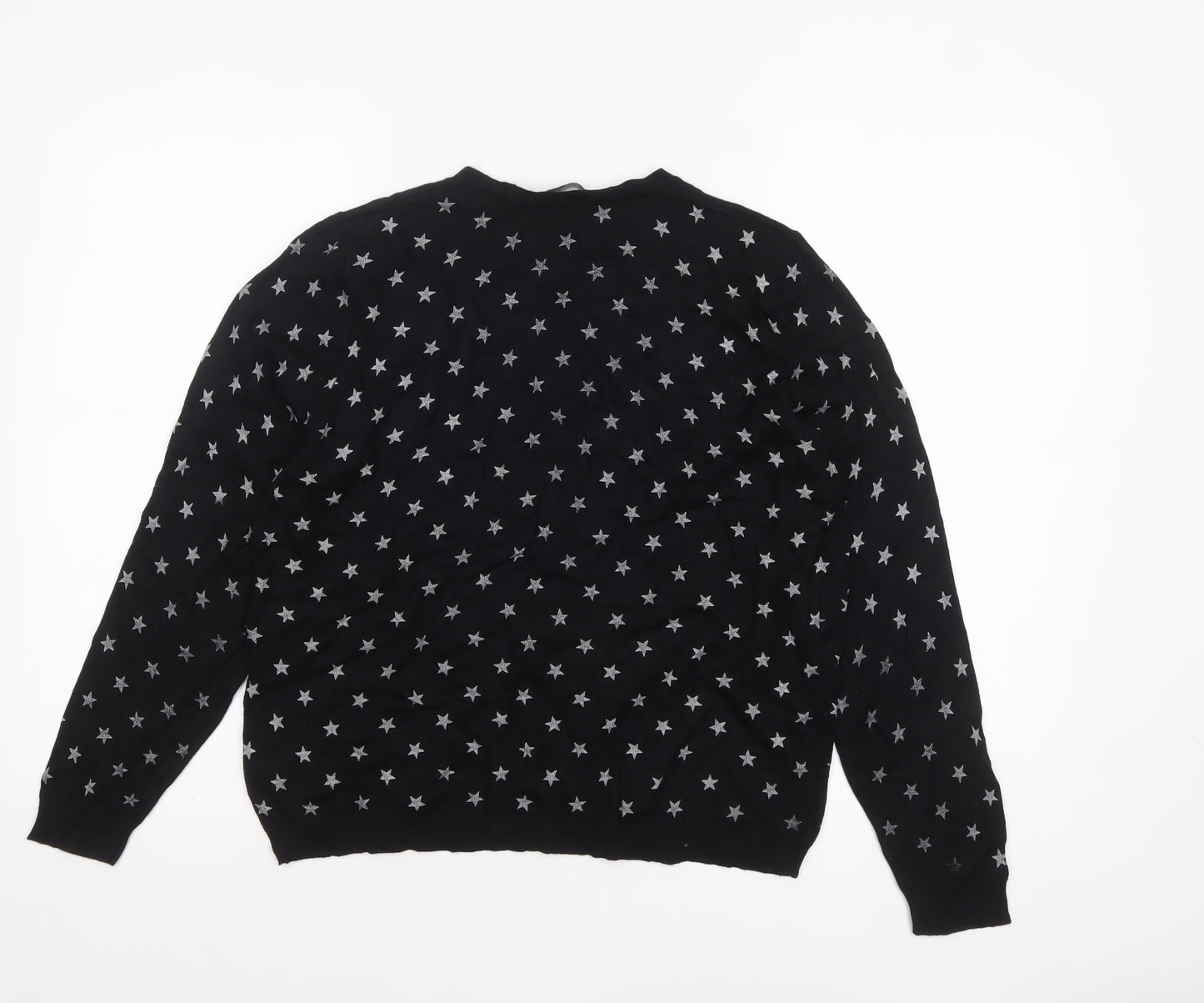 Marks and Spencer Womens Black Star Print Knit Jumper Size 10