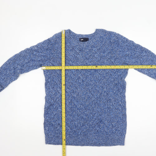 Lands' End Women's Blue Cable-Knit Cotton Jumper Size M