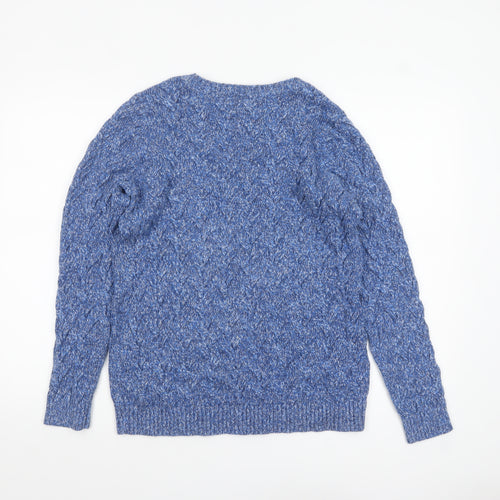 Lands' End Women's Blue Cable-Knit Cotton Jumper Size M