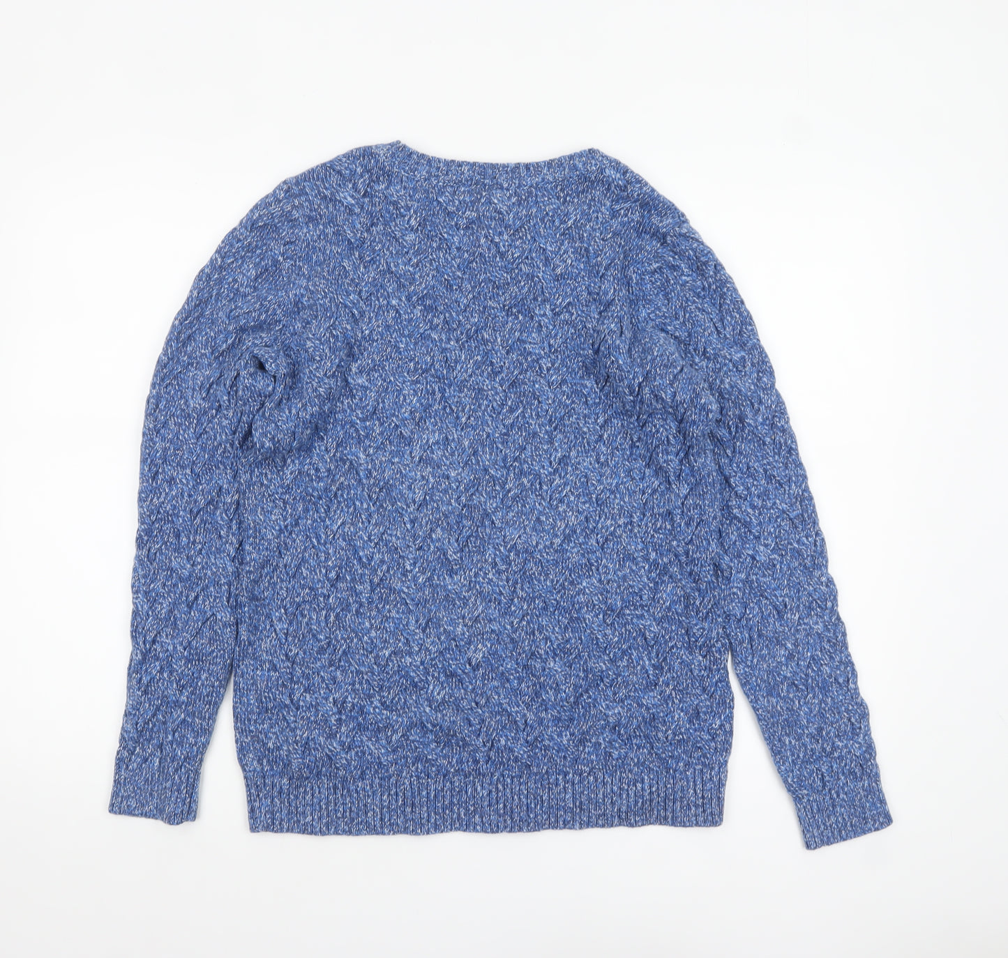 Lands' End Women's Blue Cable-Knit Cotton Jumper Size M
