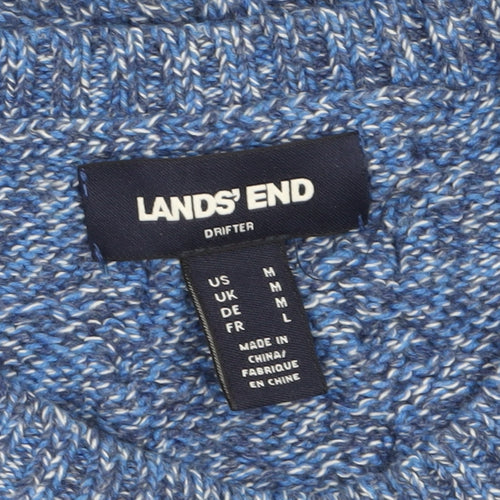 Lands' End Women's Blue Cable-Knit Cotton Jumper Size M
