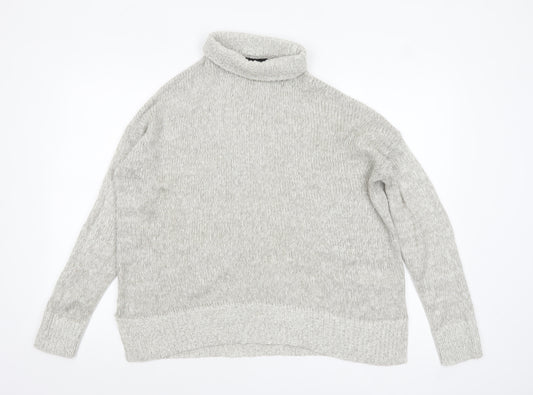 New Look Women's Grey Roll Neck Long Sleeve Knit Jumper Size M