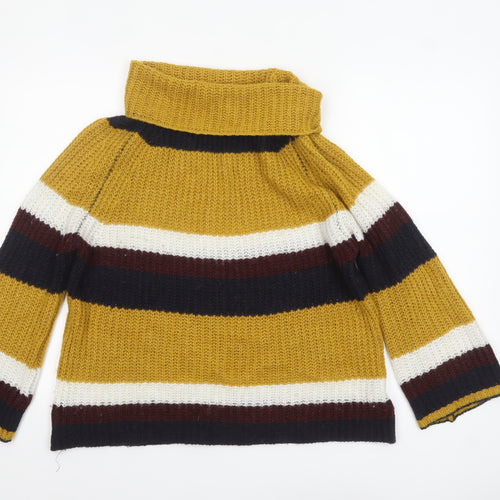 Isabella D. Women’s Multicoloured Chunky Roll Neck Striped Jumper M