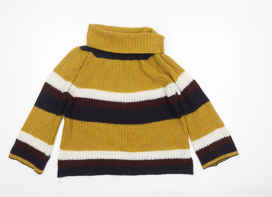 Isabella D. Women’s Multicoloured Chunky Roll Neck Striped Jumper M