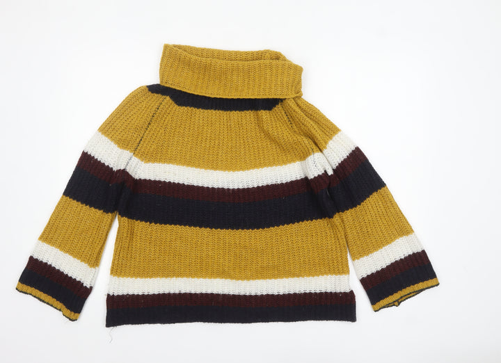 Isabella D. Women’s Multicoloured Chunky Roll Neck Striped Jumper M