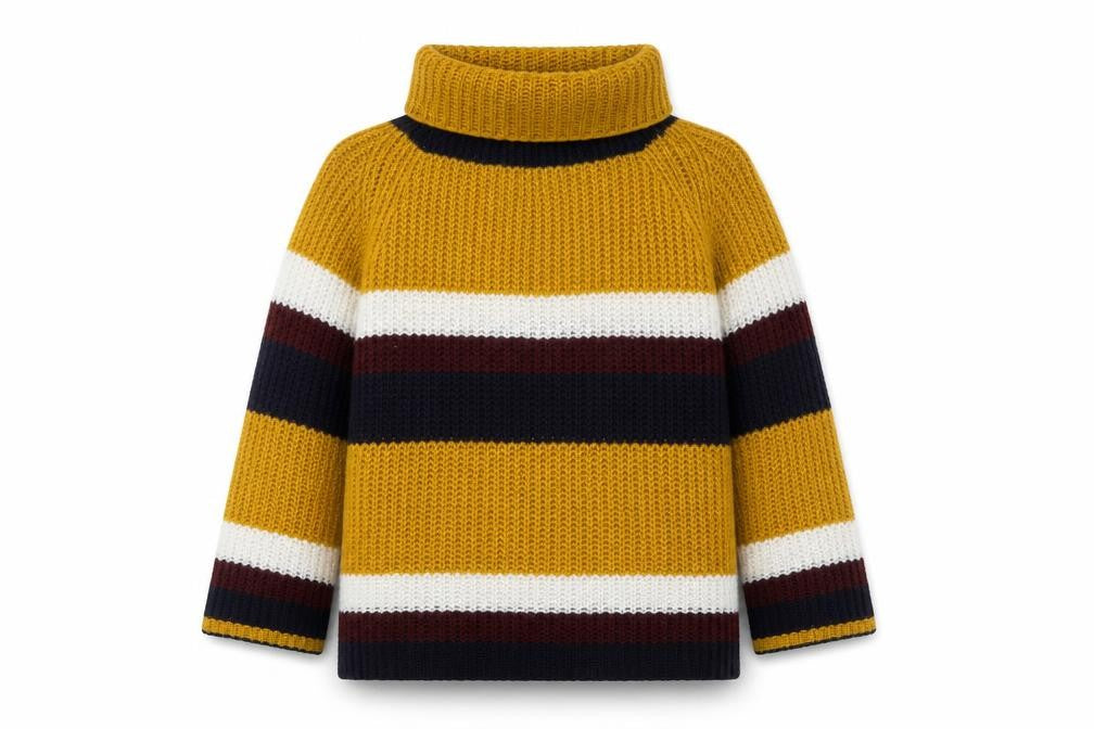 Front view of Isabella D. Women’s Multicoloured Chunky Roll Neck Striped Jumper M