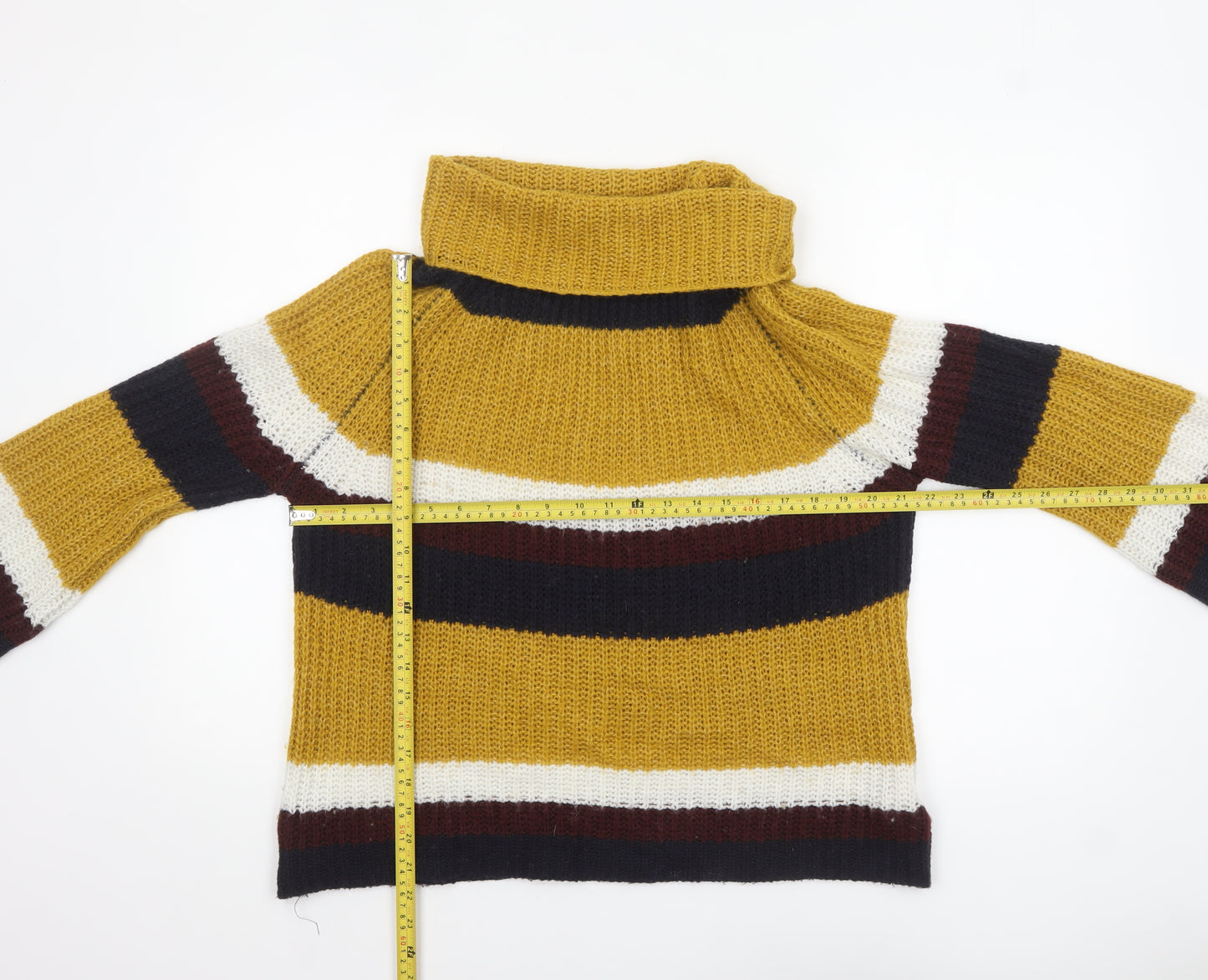 Isabella D. Women’s Multicoloured Chunky Roll Neck Striped Jumper M