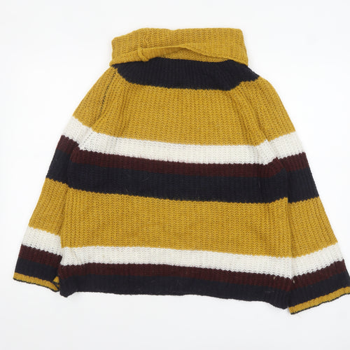 Isabella D. Women’s Multicoloured Chunky Roll Neck Striped Jumper M