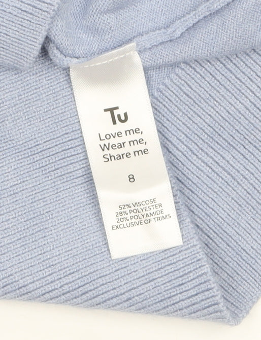 Tu Women's Blue Long Sleeve Crew Neck Button Cardigan Size 8