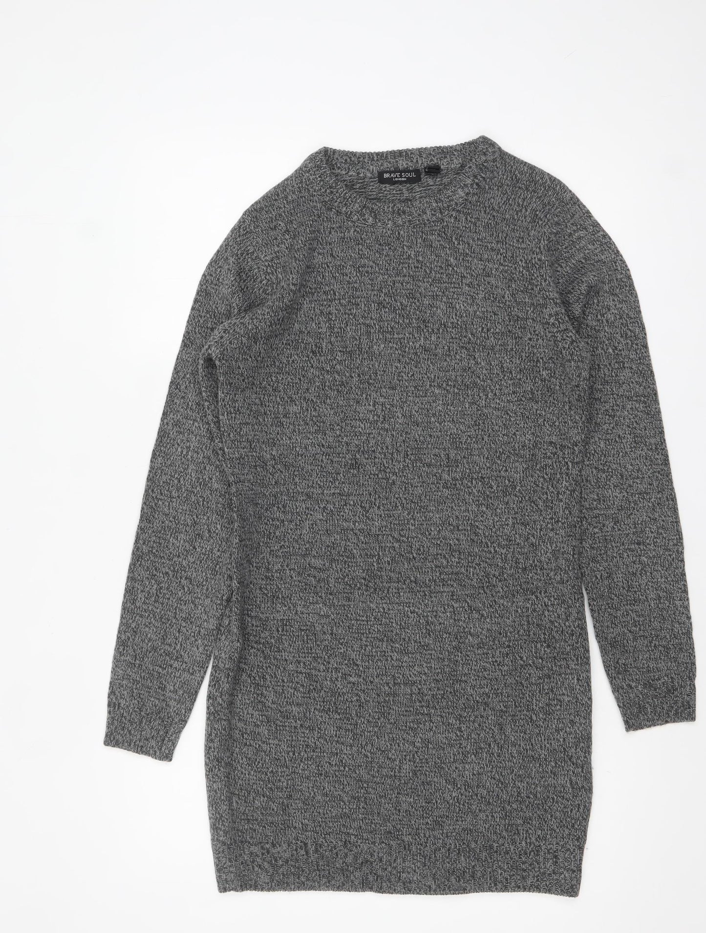 Brave Soul Women's Grey Knit Long Sleeve Pullover Jumper Size 10