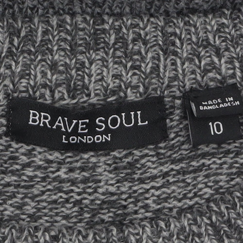 Brave Soul Women's Grey Knit Long Sleeve Pullover Jumper Size 10