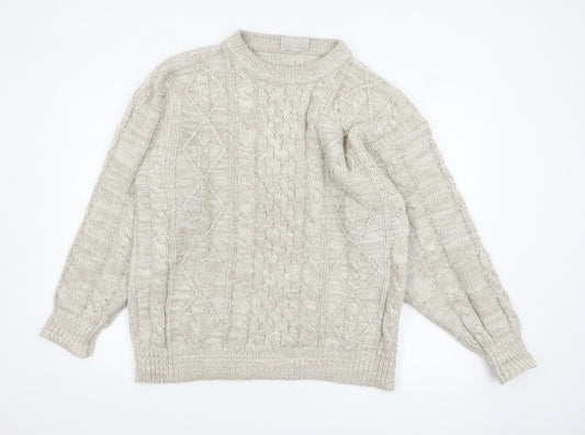 Cedarwood State Men Beige Cable-Knit Acrylic Jumper L