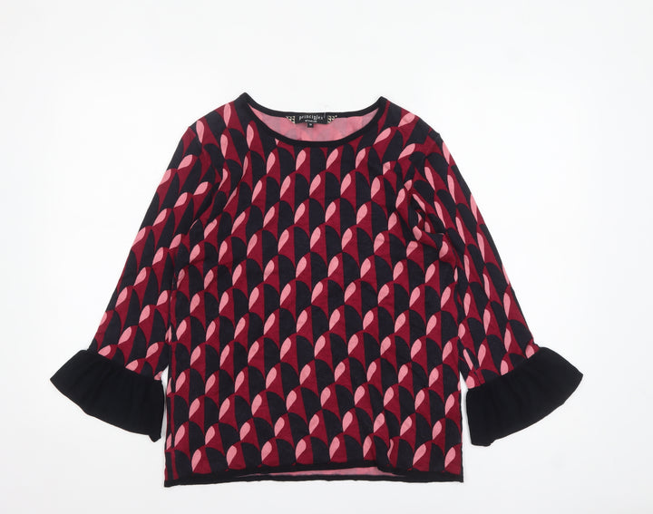 Principles by Ben de Lisi Women’s Multicoloured Size 12 Geometric Ruffle Sleeve Jumper
