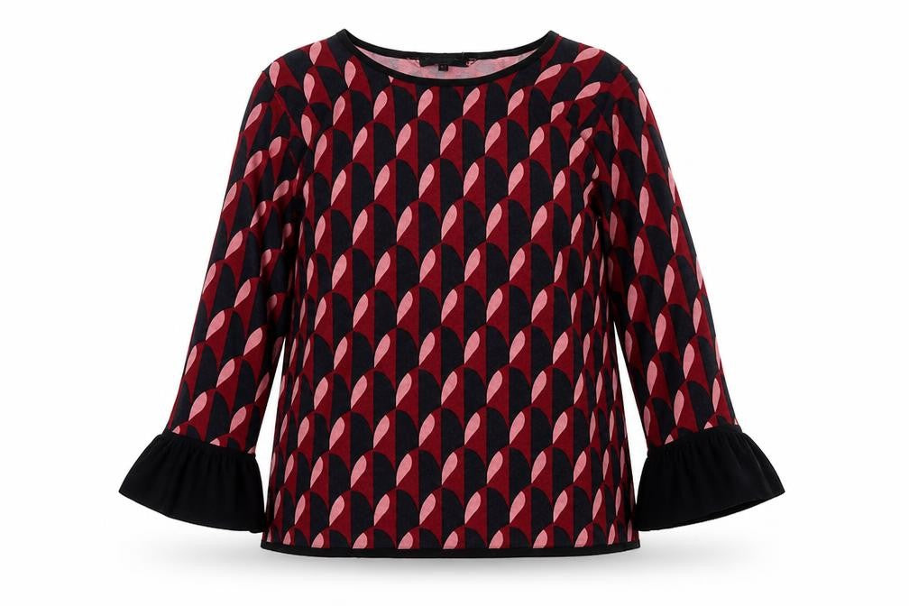 Principles by Ben de Lisi Women’s Multicoloured Size 12 Geometric Ruffle Sleeve Jumper