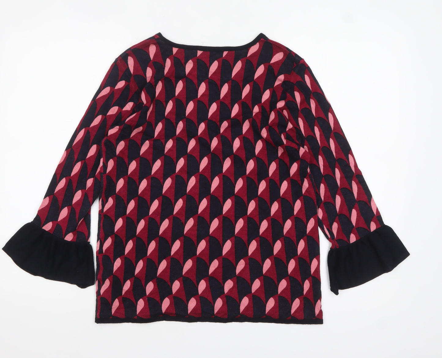 Principles by Ben de Lisi Women’s Multicoloured Size 12 Geometric Ruffle Sleeve Jumper